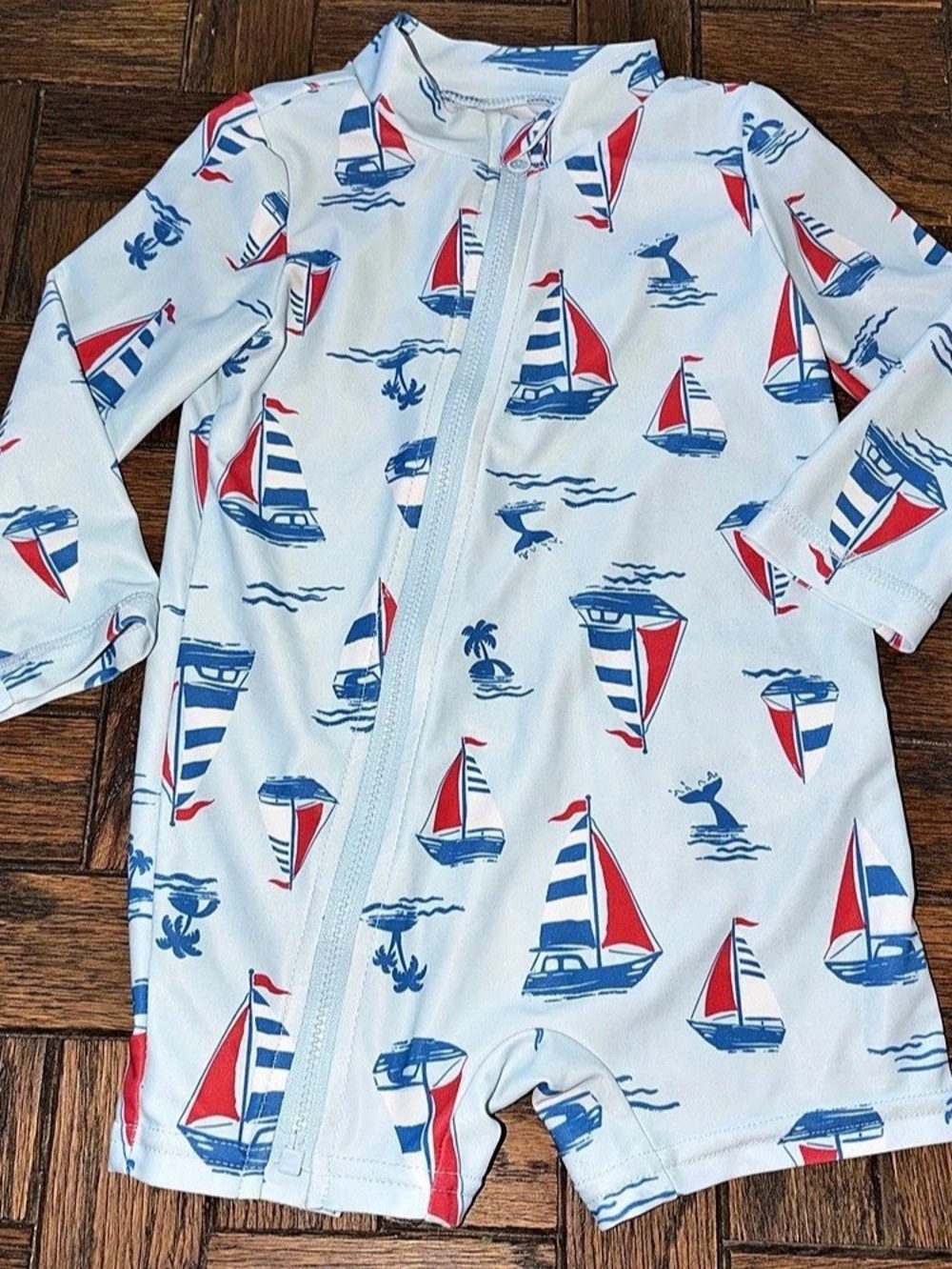 Simple Joys by Carter's Sailboat Print Zip-Front Romper 12 m